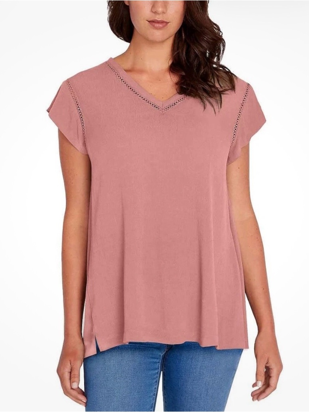 Buffalo David Bitton Dusty Rose V-Neck Flutter Sleeve Tunic